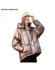 ZURICHOUSE 2020 Winter parka puchowa damska błyszcząca bluza z kapturem duże rozmiary Winter Warm gruba parka Loose Coat kurtka 