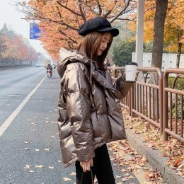 ZURICHOUSE 2020 Winter parka puchowa damska błyszcząca bluza z kapturem duże rozmiary Winter Warm gruba parka Loose Coat kurtka 
