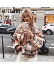 Affogatoo Vintage casual plaid jesienne kurtki zimowe płaszcz damski z długim rękawem znosić damski płaszcz Streetwear oversize 