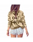 Jesienny w stylu harajuku kobiety Bomber jacket kobiety płaszcz korona królowa drukuj top z długim rękawem na zamek błyskawiczny