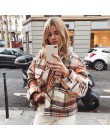 Affogatoo Vintage casual plaid jesienne kurtki zimowe płaszcz damski z długim rękawem znosić damski płaszcz Streetwear oversize 