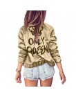 Jesienny w stylu harajuku kobiety Bomber jacket kobiety płaszcz korona królowa drukuj top z długim rękawem na zamek błyskawiczny