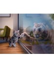 LZAIQIZG 5D diamentowa malowanie kot tygrys pełna kwadratowa okrągła haft diamentowy z kocim motywem diament mozaika ze zwierzęt