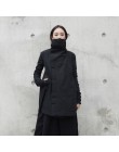 [EAM] 2020 nowych moda zima stanąć ołowiu nieregularne długi typ ubrania wyściełane bawełną luźne płaszcz stałe czarny kurtka ko