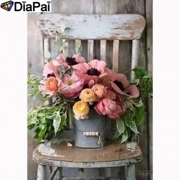 DIAPAI 100% pełna plac/okrągłe wiertło 5D DIY diament malarstwo "kwiat krzesło" diament haft Cross Stitch 3D Decor A21561