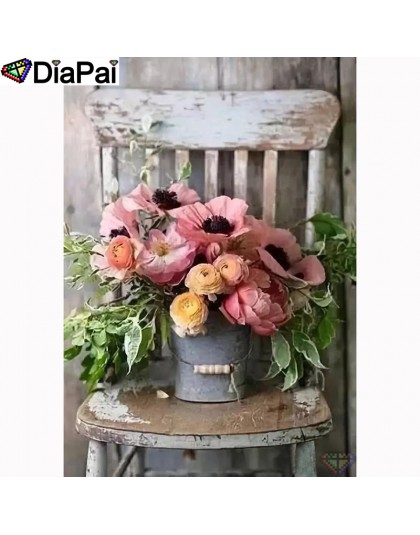 DIAPAI 100% pełna plac/okrągłe wiertło 5D DIY diament malarstwo "kwiat krzesło" diament haft Cross Stitch 3D Decor A21561