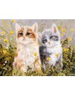 AZQSD 50x40cm malowanie według wzoru obrazy zwierząt olej rysunek numerami kot pełny zestaw kolorowanie według numerów Home Deco