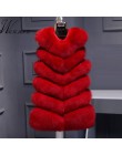 Moda kamizelka ze sztucznego futra płaszcz kobiety dorywczo odzież uliczna kurtka z futra lisa kamizelka 2019 Plus rozmiar 3XL b