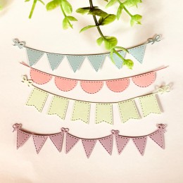 4 sztuk trójkąt koło banery Scrapbooking matryce do cięcia metalu szablony do album DIY papier karty dekoracyjne rzemiosło Die C