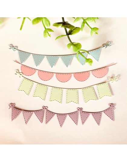 4 sztuk trójkąt koło banery Scrapbooking matryce do cięcia metalu szablony do album DIY papier karty dekoracyjne rzemiosło Die C