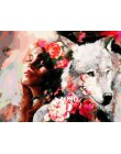 AZQSD DIY oprawione lew dziewczyna obrazy olejne według liczb dorosłych kolorowe farby obraz ścienny do salonu Home Decor