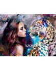 AZQSD DIY oprawione lew dziewczyna obrazy olejne według liczb dorosłych kolorowe farby obraz ścienny do salonu Home Decor