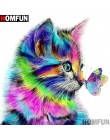 HOMFUN pełna plac/okrągłe wiertło 5D DIY diament malarstwo "kot motyl" 3D haft Cross Stitch 5D wystrój domu prezent A13636