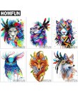 HOMFUN pełna plac/okrągłe wiertło 5D DIY diament malarstwo "zwierząt kolorowe obrazy" 3D haft Cross Stitch 5D wystrój domu