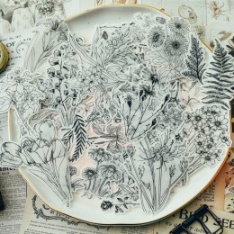 58 sztuk kwiaty retro styl Vellum naklejki papierowe Scrapbooking/tworzenie kartek/pisanie pamiętnika DIY