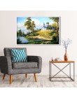 AZQSD diamentowe malowanie letnie sceniczne ręcznie robione Home Decor pełny okrągły wydrążony haft diamentowy sprzedaż pejzaż d