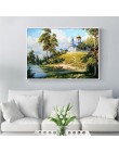 AZQSD diamentowe malowanie letnie sceniczne ręcznie robione Home Decor pełny okrągły wydrążony haft diamentowy sprzedaż pejzaż d