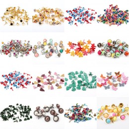 Mix Butterfly Flower kształt liścia kolczyki z kryształkami górskimi i kolcami na ubrania okrągły kwadrat Brads Scrapbooking zdo