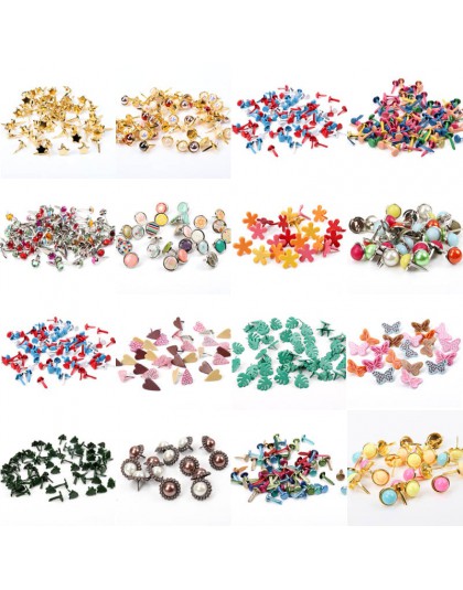 Mix Butterfly Flower kształt liścia kolczyki z kryształkami górskimi i kolcami na ubrania okrągły kwadrat Brads Scrapbooking zdo