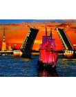 AZQSD 50x40cm malowanie według wzoru obrazy z krajobrazami olej rysunek numerami statek dekoracja wnętrz pełny zestaw kolorowani