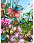 Huacan DIY diament malarstwo motyl i kwiat 5D pełne kwadratowe kryształki diament haft mozaika ściegu Home Decor