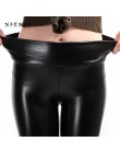 NORMOV S-5XL kobiety Faux skórzane legginsy zimowe utrzymać ciepłe wysokiej talii Jegging kostki duże Szie Plus aksamitne kobiec