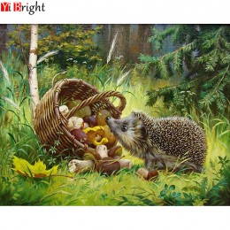 DIY diament haft las jeż grzyb kosz diament malarstwo Cross Stitch diamentowe kwadraciki mozaika do dekoracji BK