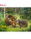DIY diament haft las jeż grzyb kosz diament malarstwo Cross Stitch diamentowe kwadraciki mozaika do dekoracji BK