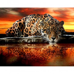Wiertło pełne 5D DIY diamentowe malowanie "Leopard Tiger" diamentowe hafty ścieg krzyżykowy Rhinestone obraz mozaikowy KBL