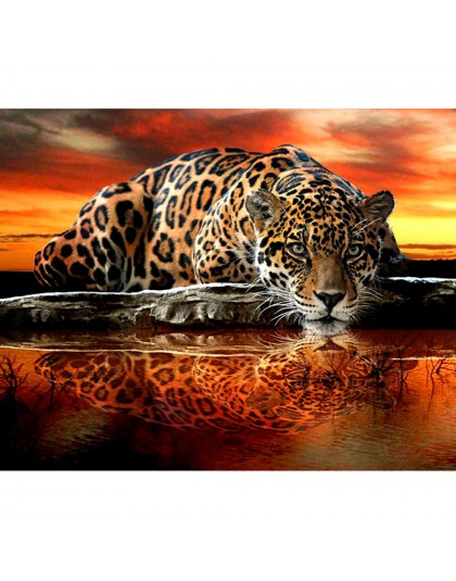 Wiertło pełne 5D DIY diamentowe malowanie "Leopard Tiger" diamentowe hafty ścieg krzyżykowy Rhinestone obraz mozaikowy KBL