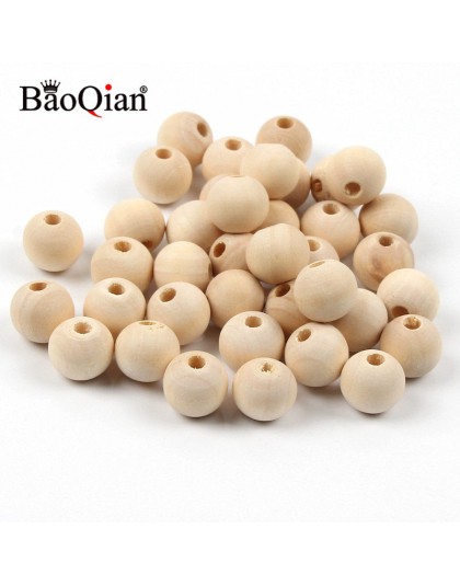4-50mm naturalne drewniane koraliki bezołowiowe drewniane okrągłe kulki do tworzenia biżuterii Diy dzieci ząbkowanie Spacer drew