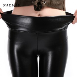 NORMOV S-5XL kobiety Faux skórzane legginsy zimowe utrzymać ciepłe wysokiej talii Jegging kostki duże Szie Plus aksamitne kobiec