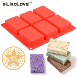 6 wnęka silikonowe formy do robienia mydeł 3D zwykły mydło formy prostokąt DIY mydło wyrabiane ręcznie forma forma w kształcie t