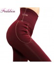 Feilibin Winter Women legginsy grube ciepłe spodnie zimowe wysoka wyszczuplająca talia zagęścić wysokie elastyczne damskie ciepł