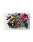 100 sztuk 36mm szpilka do szycia okrągłe perły proste szpilki ze stali nierdzewnej + pcv Multicolor Craft Pins igły przyrządy do