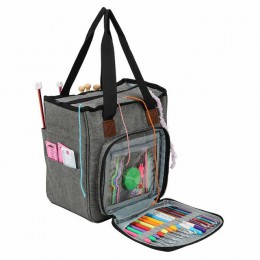 Torba z dzianiny przenośna torba do przechowywania przędzy Tote do wełny szydełko haki szydełka materiały krawieckie zestaw DIY 