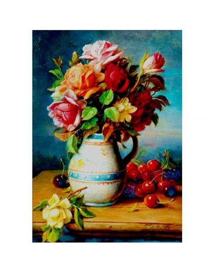 5D DIY w pełni z okrągłych diamentów malowanie wazon na kwiaty diament malarstwo cross stitch diament haft mozaika do dekoracji 