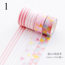 4 sztuk/partia taśmy Washi geometria śliczne Stripe klej dekoracyjny taśmy maskujące do dekoracji pamiętnik pamiętnik DIY taśmy 