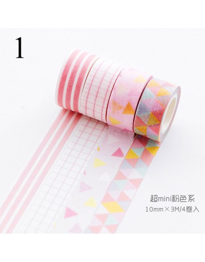 4 sztuk/partia taśmy Washi geometria śliczne Stripe klej dekoracyjny taśmy maskujące do dekoracji pamiętnik pamiętnik DIY taśmy 