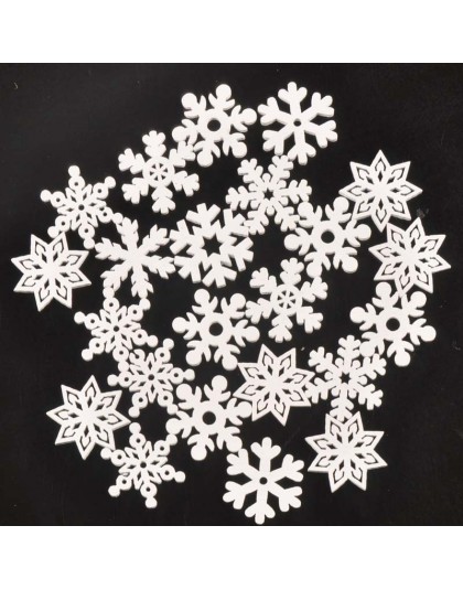 50 sztuk mix ze wzorem śnieżynki na boże narodzenie białe drewniane Scrapbooking craft do dekoracji wnętrz diy Handmade 22mm MT2