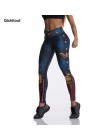 Moda tybetański niebieski kapitan walka legginsy push up do ćwiczeń Slim wysokiej talii Jeggings kobiety Sexy odzież sportowa le