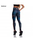 Moda tybetański niebieski kapitan walka legginsy push up do ćwiczeń Slim wysokiej talii Jeggings kobiety Sexy odzież sportowa le