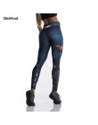 Moda tybetański niebieski kapitan walka legginsy push up do ćwiczeń Slim wysokiej talii Jeggings kobiety Sexy odzież sportowa le