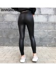 BIVIGAOS damskie zimowe ciepłe grube aksamitne Faux skórzane legginsy gotyckie legginsy Punk Rock Slim smukłe spodnie ołówkowe d