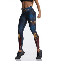 Moda tybetański niebieski kapitan walka legginsy push up do ćwiczeń Slim wysokiej talii Jeggings kobiety Sexy odzież sportowa le